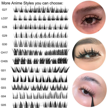 YASNAI Ultra-Thin Invisible Lash Band Cluster Wet-Look Spiky Anime Lashes Extensions Fairy Lash Manga Eyelash Synthetic Hair