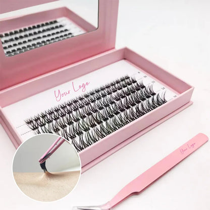 No Glue Needed DIY Lashes Kit Tweezers Self-Adhesive Synthetic Hair Super Soft Eyelashes Extensions Lasting 7-10 Days for Home