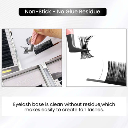 0.03 D Curl No Stick Synthetic Hair Lash Extensions Matte Black Single Lashes Tray for Classic Natural Look Salon Use