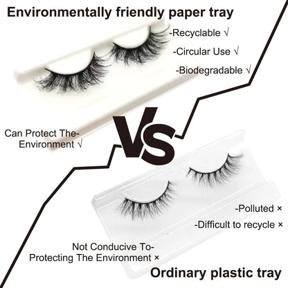 Wholesale Lightweight Biodegradable Eco-friendly Pulp Winged Eyelash Tray 2024 New Synthetic Hair Cat Eye Strip Lashes