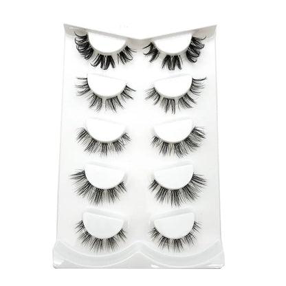 2022 New Fashion 5 Pairs Clear Band Segmented Eyelash Set Glue-based Lashes Extensions Kit