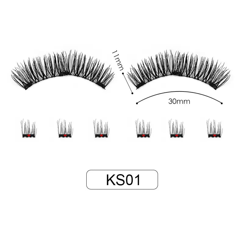 Hot Selling Handmade No Glue Best Magnetic Lashes Super Soft Black Cotton Band Synthetic Fiber Magnetic Curl Cluster Pieces Dual