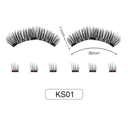 Hot Selling Handmade No Glue Best Magnetic Lashes Super Soft Black Cotton Band Synthetic Fiber Magnetic Curl Cluster Pieces Dual