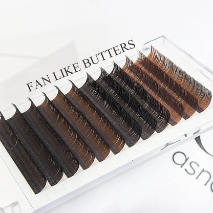 YASNAI Dark Brown Volume Lash Extensions Trays L M Curl Brown Easy Fan Lashes Extension Supplier