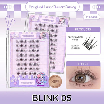 Lash Cluster with Bottom Kit Custom logo Pre Glue for Lash Clusters Pre Sticky Lash Clusters