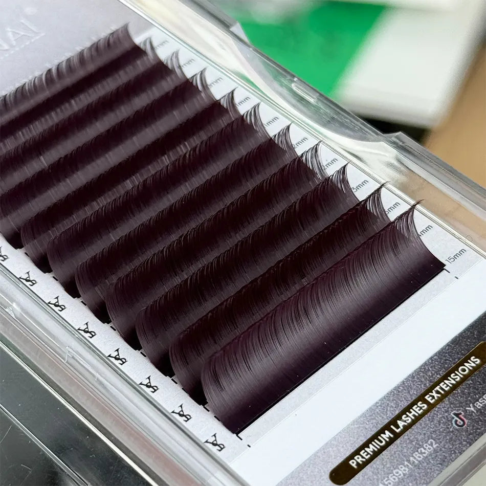 YASNAI Dark Black Synthetic Hair Full Volume High Quality Lash Extensions Trays L/M Curl Easy Fan Lashes for Salon Use