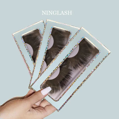 Free Shipping Beautiful False Mink Lashes Paper Box Black Cotton Band 3D Effect False Eyelashes NO Kink Natural Winged 25mm
