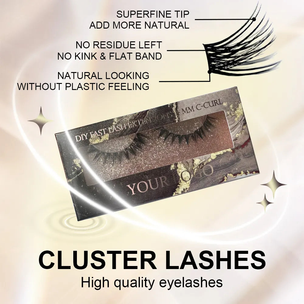 Private Label Luxury Handmade CC/ DD Eyelash Packaging Box Korea PBT Fiber 0.05MM Thickness Natural Look Spikes Wispy Thin