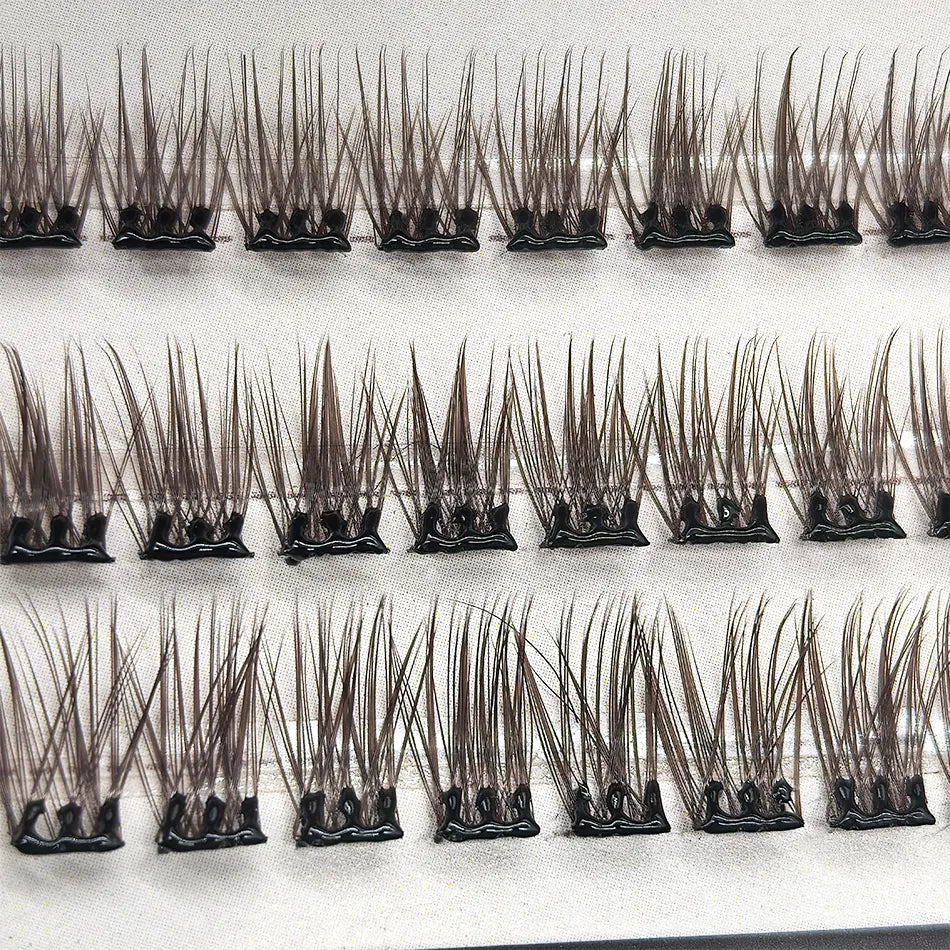 Chocolate Natural Brown Lash Clusters Trays Brown Lash Supplies Silk Dark Brown Glue-free False Eyelashes Clusters