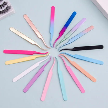 New DIY Eyelash Applicator Tool Curved Stainless Steel Lash Tweezers for Easy Lashes Application and Removal