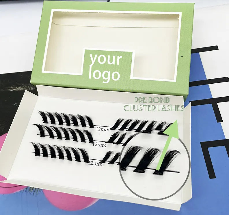 New Design Individual Label fox Cat Eye Cluster Lashes Pre-cut Segment Lash fox Style Fluffy DIY Lash Extension Cluster