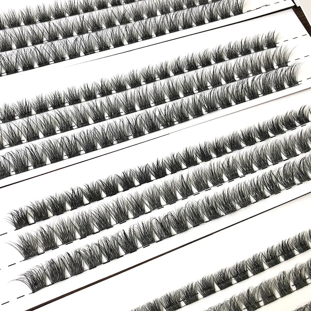 Bulk Custom 3 Lines Superfine Band Ribbon Cluster Lashes DIY Segmented Ribbons Lash Clusters Private Label