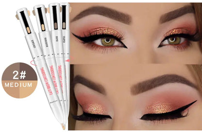 4 in 1 Thin Dark Brown Eyebrow Pencil Wholesale Creamy Vegan Eyebrow Highlighter Pencil Waterproof Eyebrow Chin
