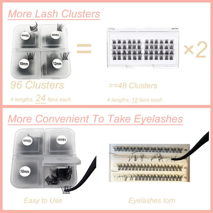 NINGLASH Individual Eyelash Extensions Kit 0.03mm Korean PBT Superthin Band with Natural Wispy DIY Lash 0.07mm Thickness