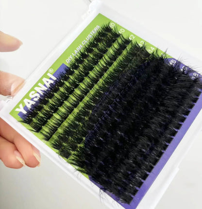 Private Label 100D Fluffy Lashes C D Curl Segment Eyelashes DIY Lash Kit Superfine Band Fluffy Lashes Wholesale