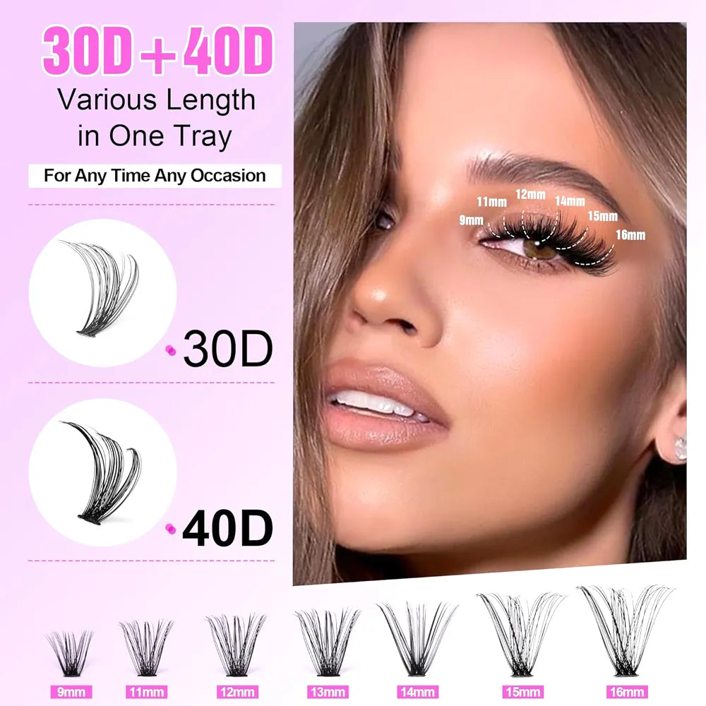 DIY Individual Lash Extension Kit 320PCS 30d 40d DIY Lash Extension Kit Bond Seal Remover Applicator Tools for Lash Extension