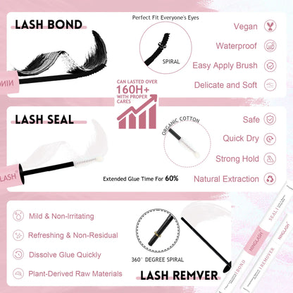 2025 Luxury Lash Clusters Kit Wholesale Silk Wispy Lash Clusters With Lower Lash Bond Seal Remover Kit