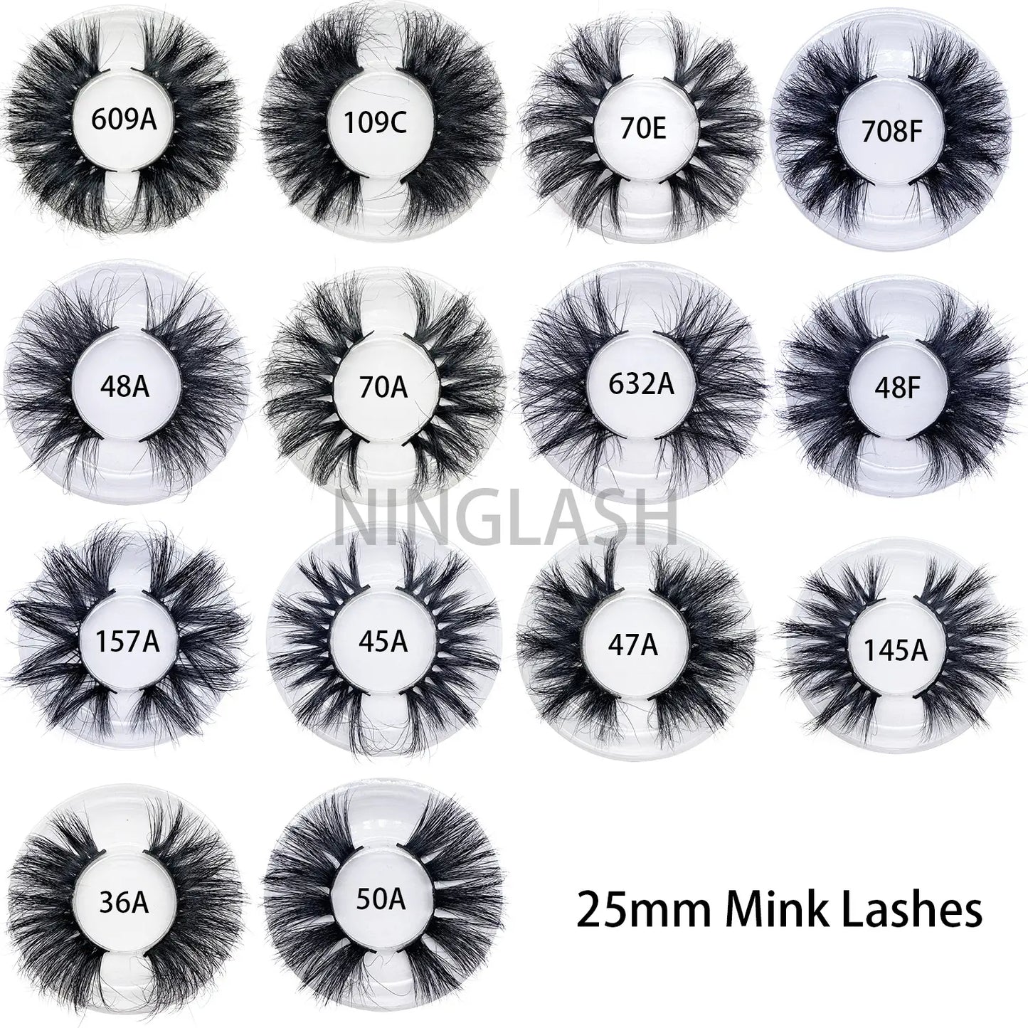 NINGLASH 10 Pairs Lashes Set 25mm Soft Mink Hair Lashes With Square Case for Salon, Beauty Girl Siberian Mink Eyelashes Factory
