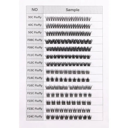 Hot Selling Handmade 30D 40D 50D CC for Cluster Lashes Natural Wispy Eyelashes Cluster Kit Bond Seal Wholesale DIY Lashes Kit