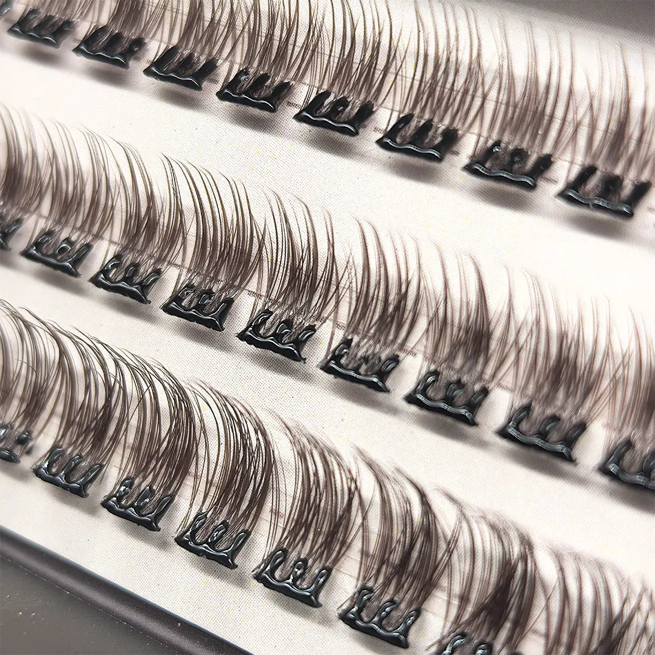 Brown Lash Packaging with Brown Color Lashes Cluster Kits Vendors Dark Brown Lash Clusters Wholesale Glue Free