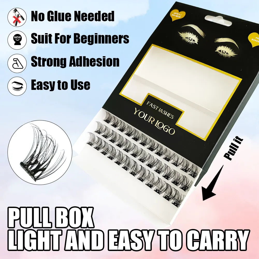 Custom Lash Clusters Trays Private Label With Box DIY Lash Extension Kit Pre-cut Segment Cluster Lashes