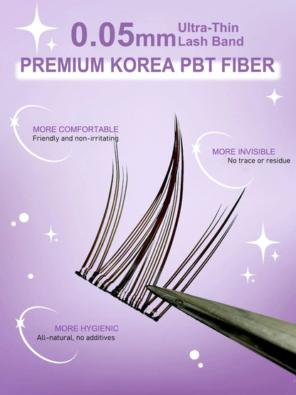 Fox Eye Preglued Lash Clusters Soft Feathery Left & Right Lash Cluster Brown Manga Eyelash Clusters Fox Eye Lash Extensions