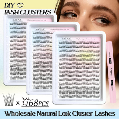 Pretty PBT Material Cotton Band Beginner Starter DIY Eyelash Extension Cluster Kit With Bond and Seal Waterproof