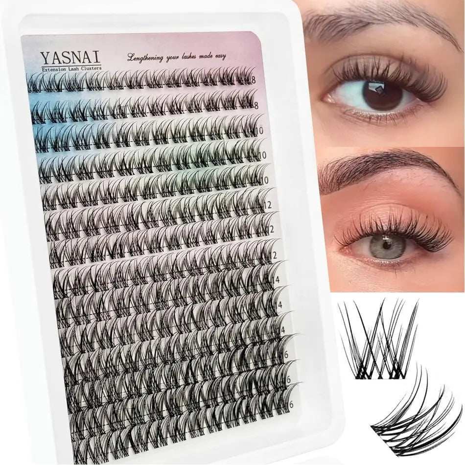 168 PCS C Curl 8mm to 16mm Wispy Volume Cluster Lashes Wholesale Natural Wispy Cluster Lashes 0.07mm