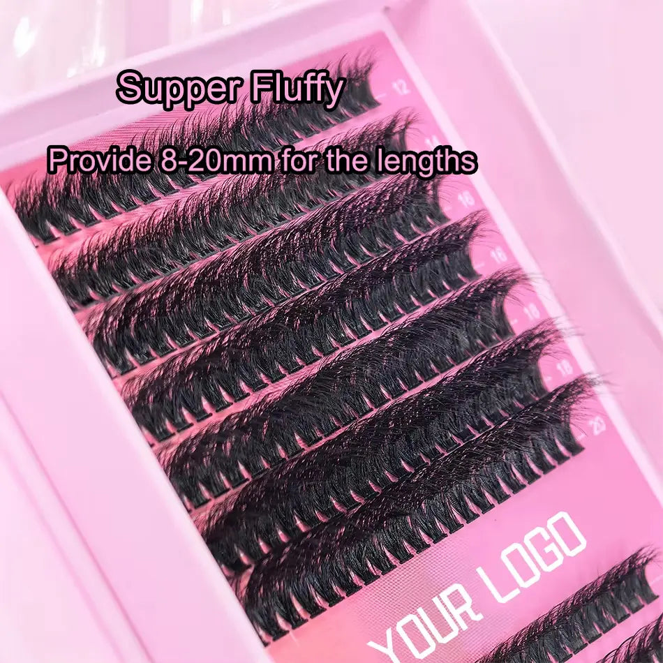 DIY Lash Extension for Beginners 100D 200D Lash Clusters Private Label Fluffy Thick Volume Eyelash Faux Mink Clusters Lash Book