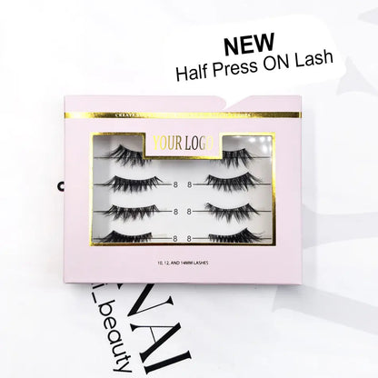 2025 New Half Lash Clear Strip Cat Eye Crossed Light Half Lash With Glue Pre Glue Half Lash