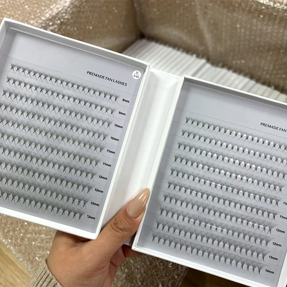 High Quality 400 Fans Pointy Base 0.05mm Premade Fans Lash Exetnsions Mega Volume 10D Premade Fans Eyelash Extensions