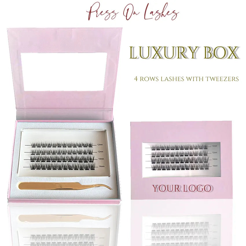 Private Label Luxury Lash Clusters Kit Bulk Invisible Band Cluster Lashes Press on Lashes Extension Cluster Vendor