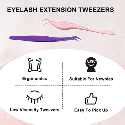 2PCS Precision Tweezers Set, Upgraded Anti-Static Stainless Steel of Tweezers,Press on Lashes specialized Tweezers