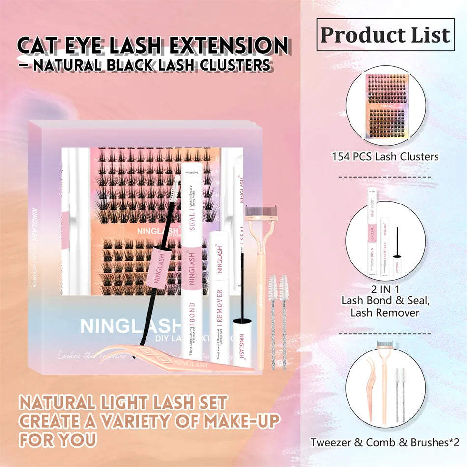 Korean PBT Eyelash Kit with Bond Remover - Soft & Comfortable for DIY/Professional Use