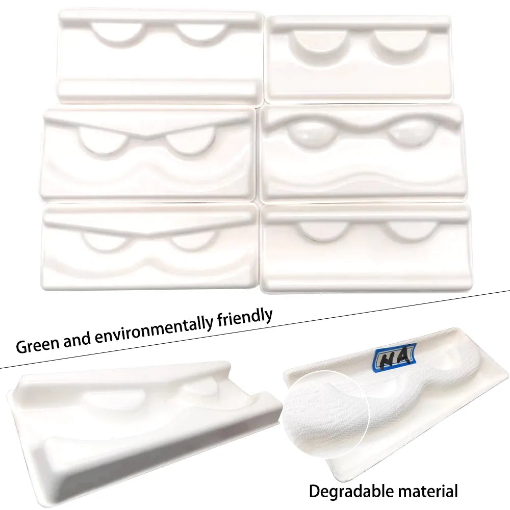 Wholesale Lightweight Biodegradable Eco-friendly Pulp Winged Eyelash Tray 2024 New Synthetic Hair Cat Eye Strip Lashes