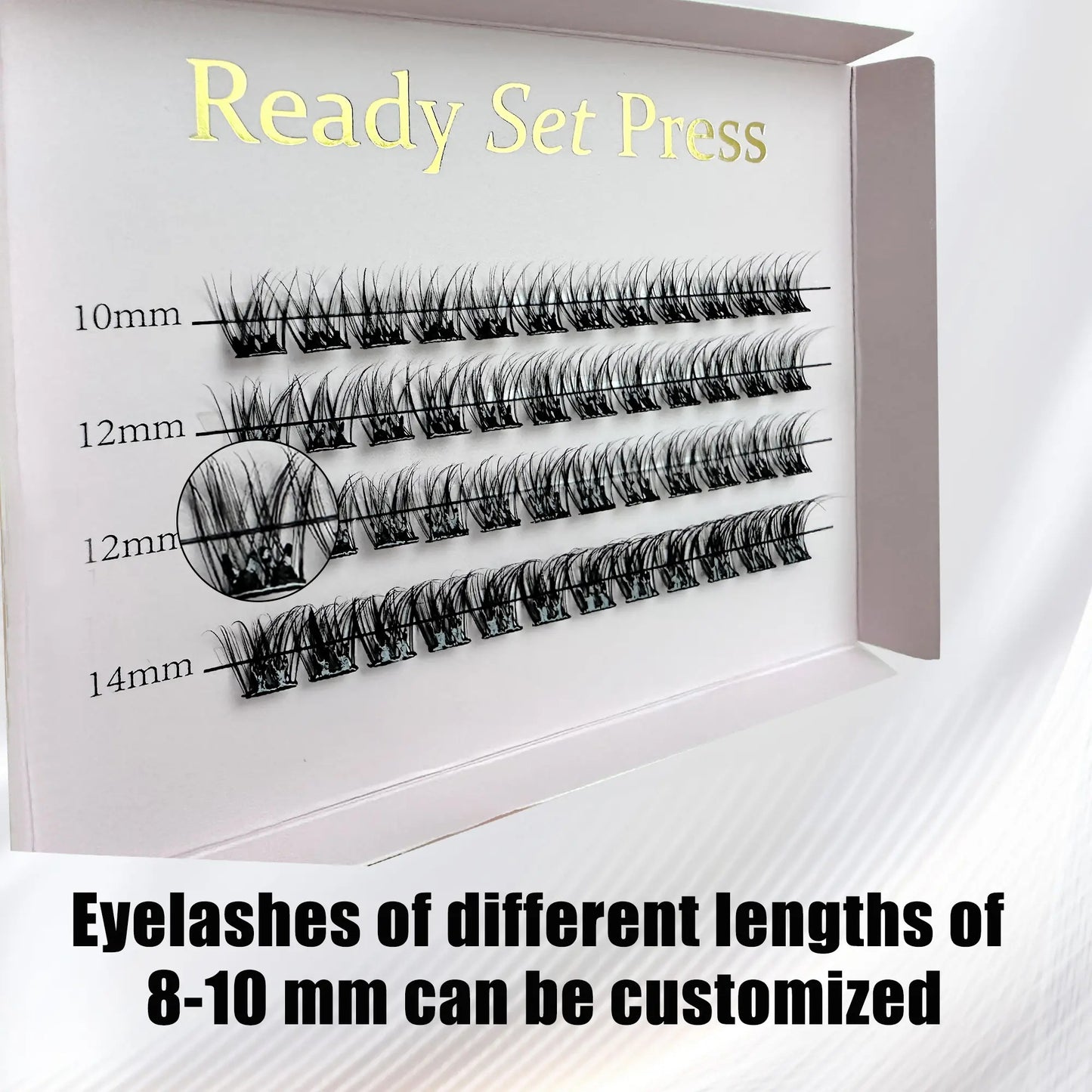 Press-On Self-Adhesive Eyelashes Lip Gloss Nail Glue Segment with W Band Pre-Bond Technology Cluster Lashes Model