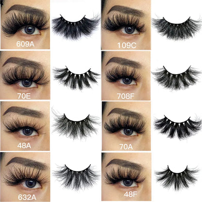 NINGLASH 10 Pairs Lashes Set 25mm Soft Mink Hair Lashes With Square Case for Salon, Beauty Girl Siberian Mink Eyelashes Factory