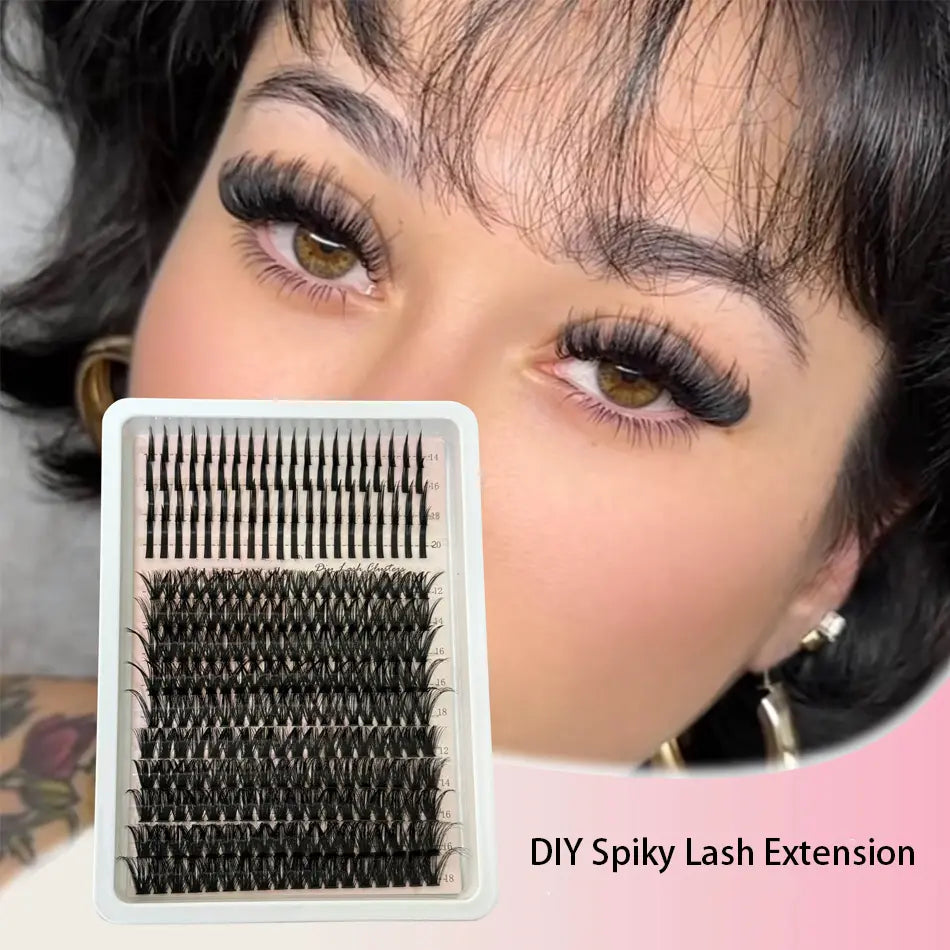 100D Thick for Spikes Synthetic Hair Anime Style High Lightweight Volume Mega Individual Lashes Clusters Lasting 7-10 Days