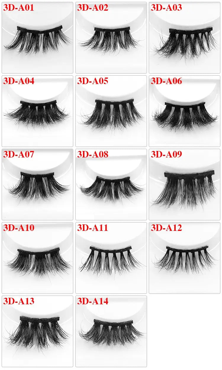 New Style Handmade Thick Real Black Half Mink Lashes Strip Lash Lightweight Natural Glamorous Half Band Eyelashes 25mm 3D Effect