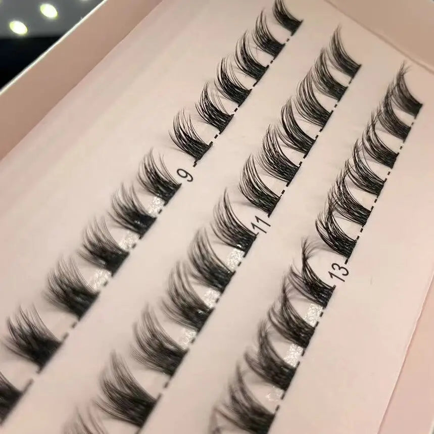 Wholesale Handmade Private Label for Lash Clusters Custom Logo DIY Segmented Eyelash Cluster Kit Natural Long Thick Criss