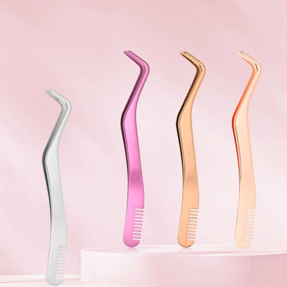 Fiber Lash Tweezers Stainless Steel Lash Tweezers Lash Extension Tweezers Diamond Grip