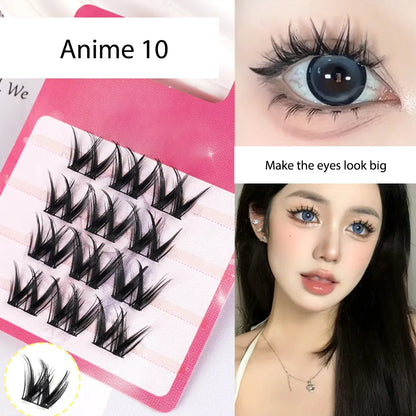 Mini Anime Manga Lash Clusters Bulk Travel Cluster Lash Kit Korean Silk Lash Clusters