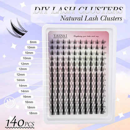 YASNAI Ultra-Thin Invisible Lash Band Cluster Wet-Look Spiky Anime Lashes Extensions Fairy Lash Clusters Manga Eyelash