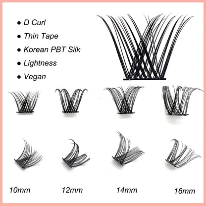 Private Label Free Design Wholesale Pre-cut Segmented Eyelash Kit Seal Bond and Tweezers Lashes Cluster Home Lashes