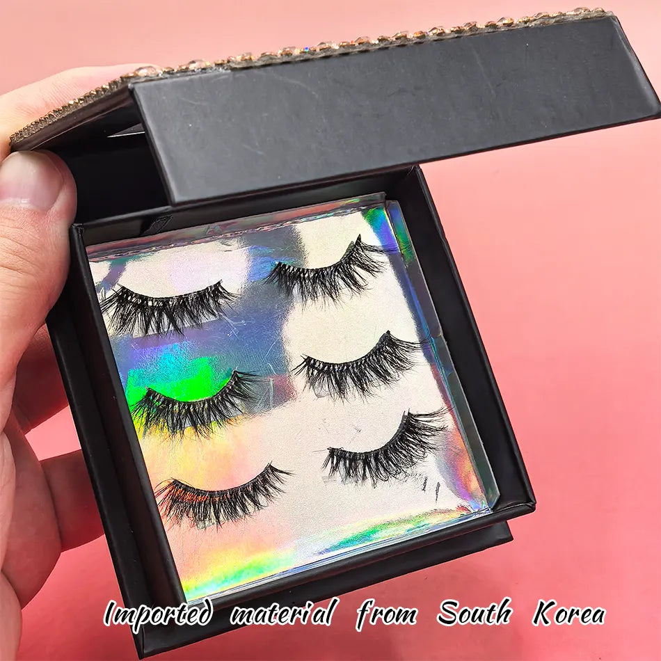 Luxury Box Logo Half Lashes Glue-Free Self-Adhesive Synthetic Hair Pre-Glued Half Lash Press Strip Lashes