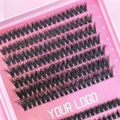 DIY Lash Extension for Beginners 100D 200D Lash Clusters Private Label Fluffy Thick Volume Eyelash Faux Mink Clusters Lash Book