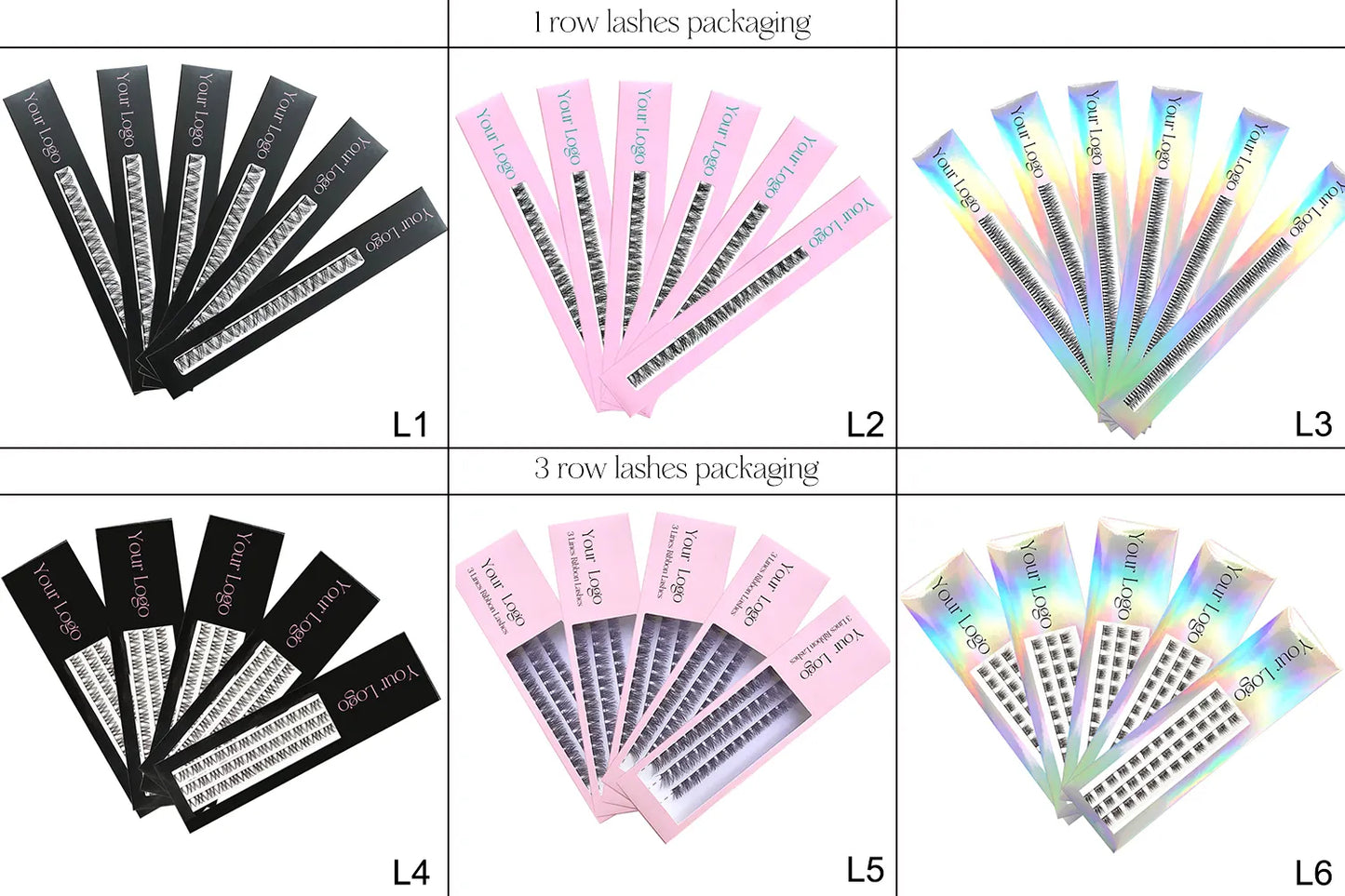 Bulk Custom 3 Lines Superfine Band Ribbon Cluster Lashes DIY Segmented Ribbons Lash Clusters Private Label