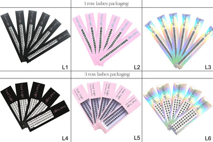 Bulk Custom 3 Lines Superfine Band Ribbon Cluster Lashes DIY Segmented Ribbons Lash Clusters Private Label