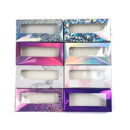 Spot Fast Delivery Color Paper Eyelash Boxes Heart Shaped Window Eyelash Boxes Yellow Rose Gold Orange Lash Box Case