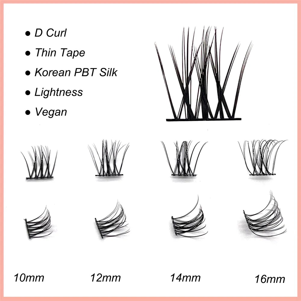 NINGLASH Individual Eyelash Extensions Kit 0.03mm Korean PBT Superthin Band with Natural Wispy DIY Lash 0.07mm Thickness